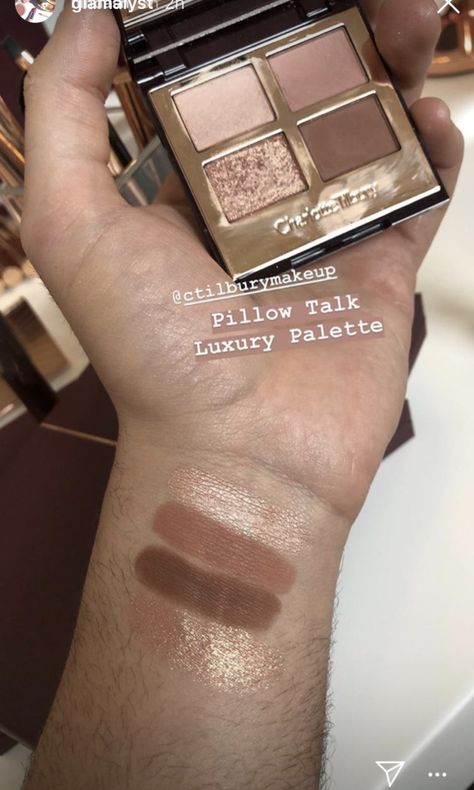 Charlotte Tilbury Pillow Talk Luxury Eye Palette swatches Pillow Talk Palette, Charlotte Tilbury Eyeshadow, Charlotte Tilbury Pillow Talk, Expensive Makeup, Lipstick For Fair Skin, Charlotte Tilbury Makeup, Makeup Rooms, Makeup Swatches, Cream Eyeshadow