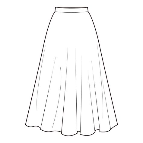 Premium Vector | Circular skirt skirt flat drawing fashion flat sketches Tennis Skirt Technical Flat, Drawing Pleated Skirt, Circular Skirt Illustration, A Line Skirt Illustration, Fashion Technical Drawing Skirt, How To Draw A Long Skirt, Long Skirt Flat Sketch, Circle Skirt Drawing, Long Skirt Technical Drawing