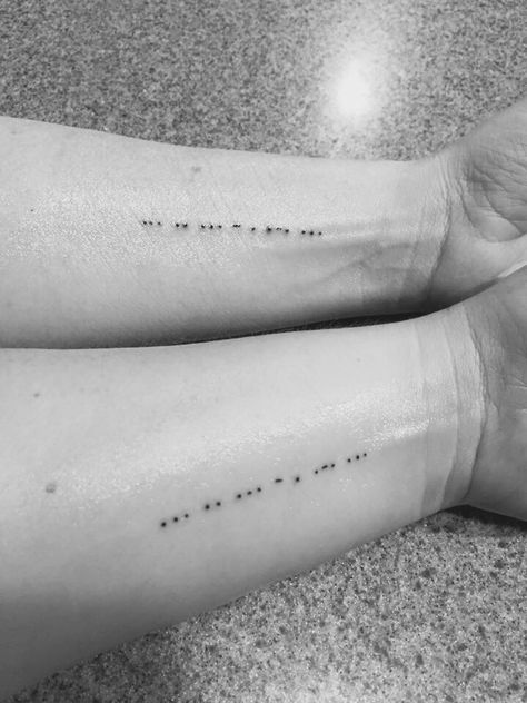 Sisters in morse code Sister Morse Code Tattoo, Code Tattoo, Morse Code Tattoo, Morse Code, Tattoos And Piercings, I Tattoo, Hand Tattoos, Tattoo Quotes, Tatting