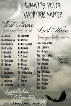 Your Vampire Name, Vampire Names, Name Ideas Boy, Funny Name Generator, Character Development Writing, Boy Name Ideas, Good Names, Exotic Names, Silly Names