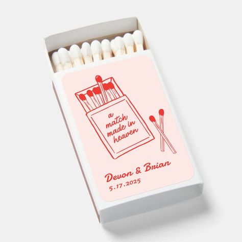 Match Made in Heaven Red & Pink Wedding Matchbooks | Zazzle Wedding Matches Boxes, Matchbook Wedding Favors, Red Rocks Wedding, Kitschy Wedding, Red Pink Wedding, Music Theme Wedding, Matchbooks Wedding, Wedding Matches Favors, Red Rock Wedding