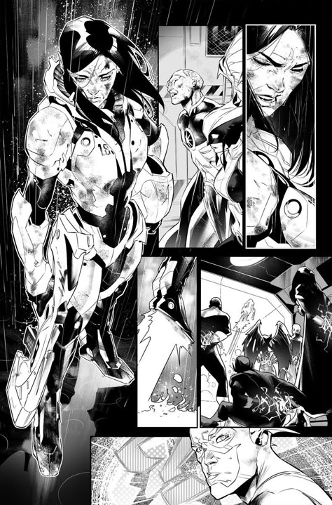 Comic Book Inking, Inking Comics, Dan Mora, Comic Style, Comic Frame, Dc Comics Girls, Marvel Character Design, Comic Book Layout, Black And White Comics