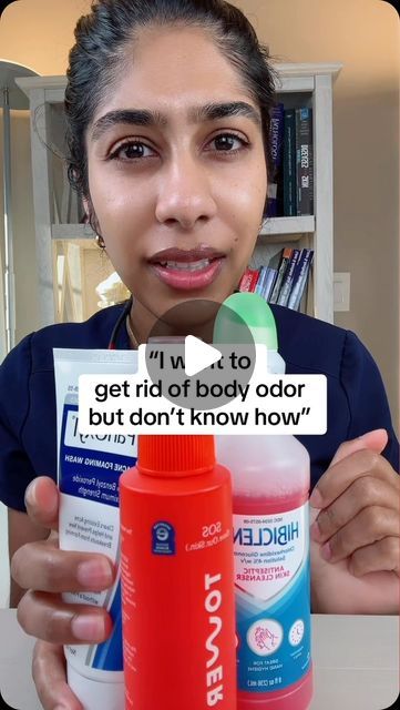 Dr. Neera Nathan on Instagram: "If you want to smell like NOTHING, then listen up.

Here are my favorite hacks for body odor as a dermatologist:

1. Use Hibiclens or PanOxyl as a body wash a few times per week in the shower to get rid of odor causing bacteria to stop the stink in its tracks. Can be used on the body, pits, groin, butt and feet. (Avoid eyes/ears with Hibiclens, PanOxyl can stain towels/sheets)

2. Spray hypochlorous acid post work out to neutralize any body odor 

3. Apply antiperspirant on dry skin at night to help prevent sweating. No sweat = no odor. 

4. Try using glycolic acid on underarms 1-2x week (max) to reduce odor and even lighten dark armpits. Avoid if you have sensitive skin.

#bodyodor #personalhygiene #hygiene #fyp" Armpit Scrub Body Odor, Underarm Smell How To Get Rid Of, Body Odor Remedies, Odor Remedies, Hypochlorous Acid, Dark Armpits, Body Odor, Antiperspirant, Personal Hygiene