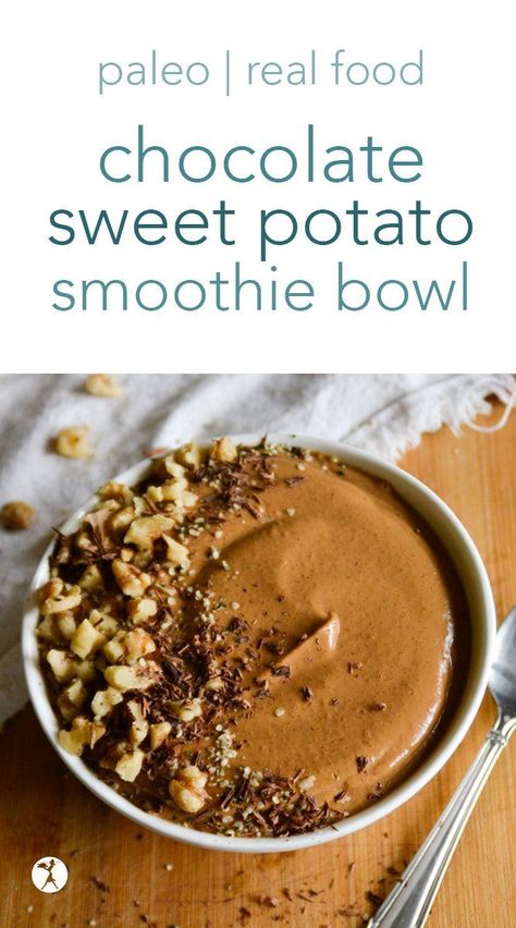 Chocolate Sweet Potato, Sweet Potato Smoothie, Apricot Smoothie, Sweet Potato Bowls, Fancy Breakfast, Wakey Wakey, Healthy Breakfast Smoothies, Paleo Chocolate, Smoothie Bowl Recipe