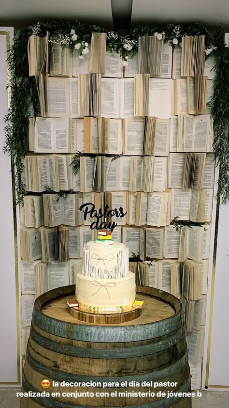 Chapter 16 Birthday, Pastor Appreciation Cake, Books On Wall, Library Party, Book Launch Ideas, School Gifts For Kids, Autumn Window Display, Pastor Appreciation Day, Back To School Gifts For Kids