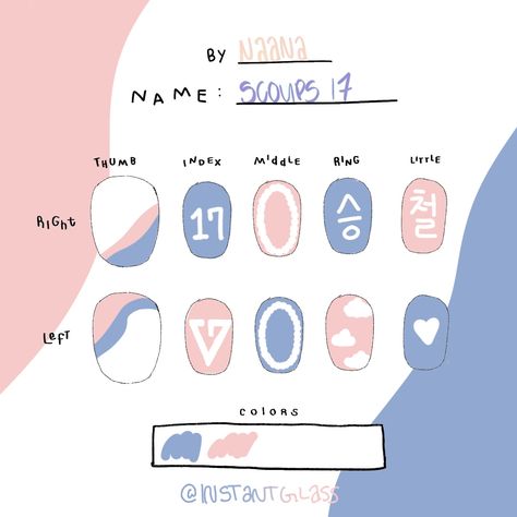 K Pop Nails Seventeen, Seventeen Kpop Nails, Seventeen Nails Ideas, Svt Nails Design, Seventeen Nails Kpop, Carat Nail Art, The8 Nails, K Pop Nails Enhypen, Svt Inspired Nails