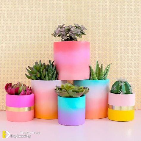 Pot Painting Ideas, Painting Cement, Plant Pot Design, Creative Gift Wraps, Painted Pots Diy, Small Cactus, Cement Planters, Chic Shop, Pot Designs