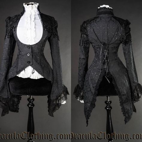 Dracula Clothing on Instagram: “#tailcoat #victorianfashion #ridingjacket #victorian #brocade #draculaclothing” Dracula Clothing, Gothic Fashion Victorian, Victorian Jacket, Vampire Fashion, School Dr, Steampunk Dress, Prom Ideas, Dress Design Sketches, Victorian Clothing