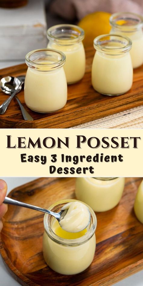 Lemon Posset Recipe, Posset Recipe, Lemon Posset, 3 Ingredient Desserts, Pudding Mousse, Lemon Dessert, Lemon Dessert Recipes, Dessert Ingredients, Lemon Desserts