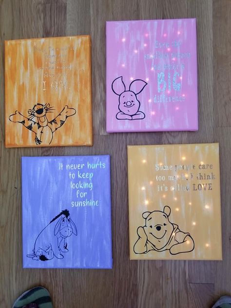 Easy Painting Ideas On Canvas For Best Friends, Bsf Painting Ideas, Disney Canvas Art Ideas, Trio Painting Ideas, Name Paintings On Canvas, Matching Paintings Canvas, Disney Painting, Baby Art Crafts, Name Paintings