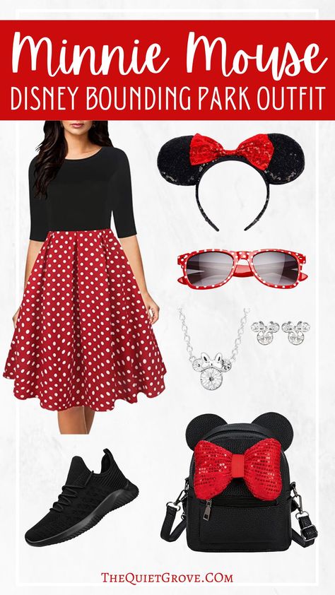 Disney Bonding, Disney Bounding Ideas, Minnie Mouse Disneybound, Disney Bound Outfits Casual, What To Wear To Disney, Disney Trip Outfits, Minnie Mouse Outfits, Disney Bounding, Disney Bound Outfits