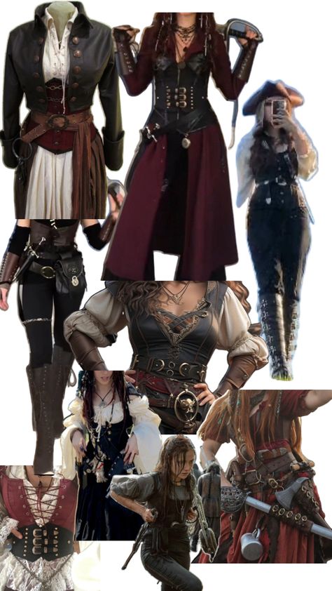 Woman Pirate Dress, Steam Punk Pirate Costume, Creative Pirate Costume, Grunge Pirate Costume, Renfaire Pirate Outfit, Medieval Female Outfits, Female Pirate Accessories, Female Pirate Clothes, Realistic Pirate Costume