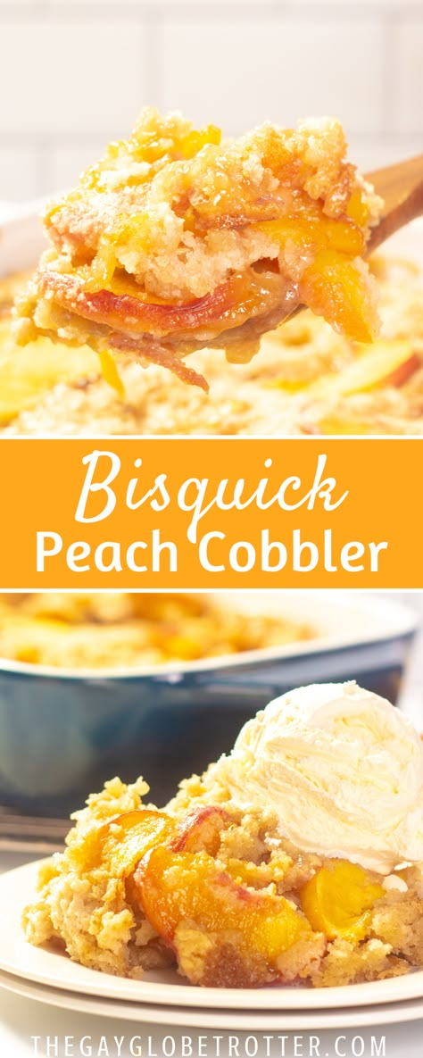 Biscuit Peach Cobbler, Using Canned Peaches, Bisquick Peach Cobbler, Cobbler With Bisquick, Canned Peach Cobbler, Canned Peach Cobbler Recipe, Peach Cobbler With Bisquick, Fresh Peach Cobbler, Summer Desserts For A Crowd