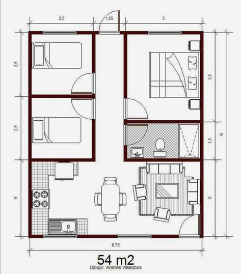 6x9 House Plan, 7x9 House Plan, Small House Design Floor Plan, Small House Blueprints, Building A Small House, Building Design Plan, Tiny House Layout, A Frame House Plans, A Small House