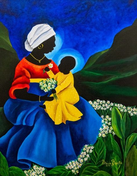 The Colors of Haiti Crown Of Flowers, Arte Folk, Picking Flowers, Flower Throw Pillows, Madonna And Child, Tropical Art, Large Canvas Prints, World Cultures, World Art