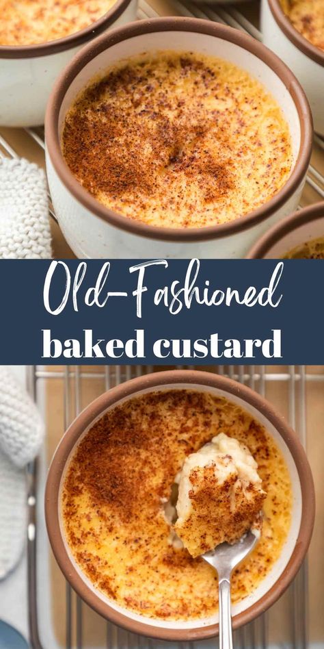 This classic baked custard recipe is an old-fashioned dessert. This easy recipe makes silky smooth baked egg custard with almost no prep. Raisin Pudding, Homestead Baking, Baked Custard Recipe, Custard Dessert Recipes, Canned Milk, Baked Egg Custard, Adorable Desserts, Custard Recipe Easy, Adkins Diet