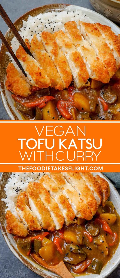 Tofu Dishes Vegan, Best Tofu Recipe, Tofu Katsu Recipe, Vegetarian Katsu Curry, Katsu Tofu, Vegan Japanese Recipes, Tofu With Peanut Sauce, Vegan Asian Food, Japanese Tofu Recipes