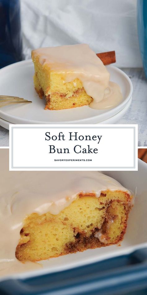 A soft and buttery Honey Bun Cake recipe with a spiced sugar filling and a shiny glaze. This classic is EASY to make in under an hour! Honey Cake Recipe Easy, Honeybun Cake Recipe, Honey Bun Cake Recipe, Bun Cake Recipe, Honey Bun Cake, Honey Cake Recipe, Bun Cake, Honey Bun, Rich Desserts