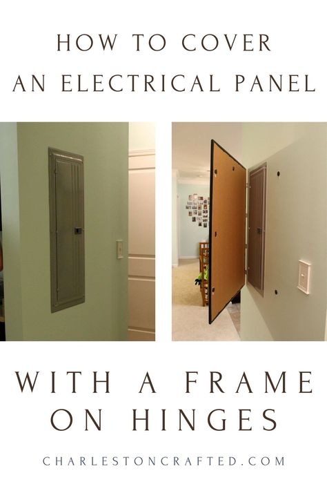 How To Cover Electric Panel On Wall, Mirror To Cover Electrical Panel, Hiding Panel Boxes, Ways To Hide Breaker Panel, Diy Electrical Box Cover Ideas, Electric Cabinet Cover, Utility Panel Cover Ideas, Cover Fire Alarm On Wall, How To Hide Electrical Panel On Wall