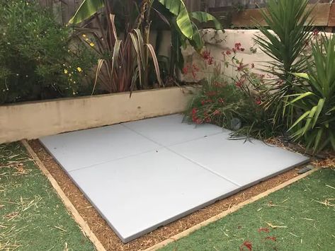 EZ Pad Review: Prep, Installation & Performance (With Photos) | Tubtopia Hot Tub Concrete Pad Ideas, Hot Tub Concrete Pad, Hot Tub Base, Large Swim Spa, Pea Stone, Small Spa, Concrete Pad, Thermal Expansion, Swim Spa