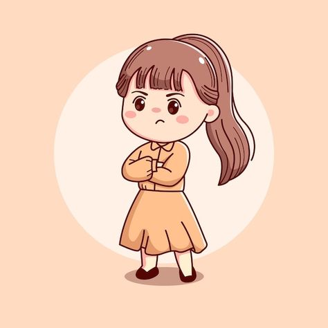 Cute beautiful girl feeling angry mascot... | Premium Vector #Freepik #vector #woman-style #woman-character #woman-girl #girl Cartoon Women Character, Cute Animated Girl, Angry Illustration, Friend Journal, Cute Girl Cartoon, Cute Couple Names, Feeling Angry, Animated Girl, Animated Pics