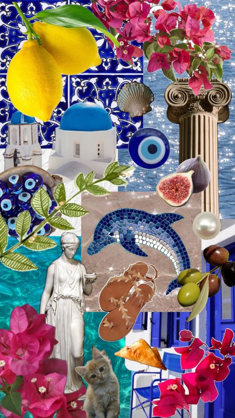 Greece vibes ! #greece #greeceaesthetic #greek #greecevibes Greek Astethic, Greece Collage, Greek Moodboard, Greek Background, Greek Vibes, Greece Wallpaper, Greece Art, Greek Restaurants, 15th Birthday