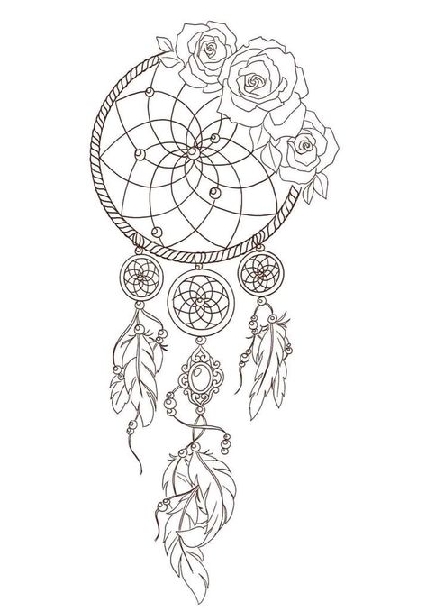 Dreamcatcher Tattoo With Flowers, Rose Dream Catcher Tattoo, Dreamcatcher Tattoo Stencil, Dream Catcher Tattoo Stencil, Floral Dream Catcher Tattoo, Dreamcatcher Stencil, Dreamcatcher Tattoo Designs For Women, Mandala Dream Catcher Tattoo, Dream Catcher Tattoo Design Unique