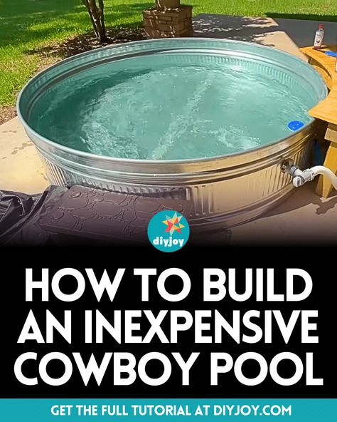 How To Build An Inexpensive Cowboy Pool Grain Bin Pool, Water Trough Pool, Poly Stock Tank, Build Your Own Pool, Stock Tank Swimming Pool, Cowboy Pool, Homemade Pools, Stock Pools, Diy Stock Tank