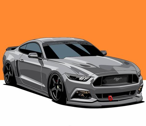 Bad-ass Ford Mustang Mustang Digital Art, Mustang Anime Car, Mustang Car Painting, Ford Mustang Drawing, Mustang Artwork, Mustang Painting, Mustang Drawing, Mustang Design, Most Luxurious Car