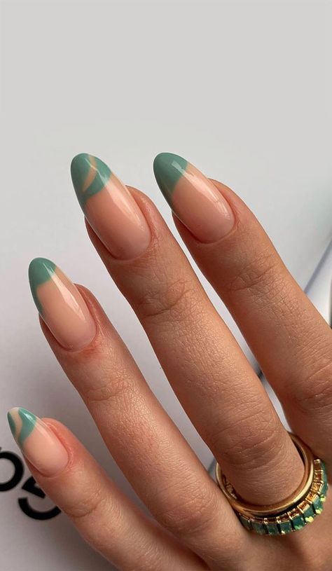 nail tips, green french tips, green french manicure, minimalist nails, summer nail polish colors 2021, summer nails 2021, summer nails 2021, best nail color for beach vacation 2021, trending nail colors 2021, nail colours summer 2021, summer nail colors 2021, summer nail ideas Colourful Nail Tips, Italian Nails Trends, Green French Tips, Trending Summer Nails, Saving Face, Cute Summer Nail Designs, Wedding Nail Art Design, Green French, Green Tips