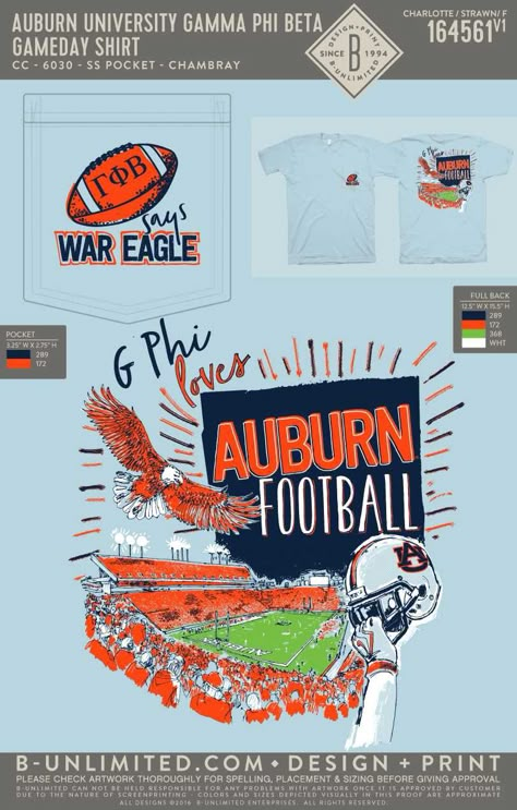 Auburn University Gamma Phi Beta Sorority Shirt War Eagle Gameday Football School Spirit College Homecoming Shirts, Sorority Game Day Shirts, Sorority Football Shirts, School Spirit T-shirt For Game Day, Sorority Tshirt Ideas, School Spirit T-shirt For Game Day With Custom Print, School Spirit Graphic Print Shirt For Game Day, Sorority Homecoming Shirts, Homecoming Shirts