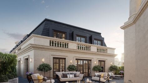 The Dorchester Collection debuts its first residence and more exciting developments Residential Entrance Lobby, London Real Estate, Classic Mansion, London Market, Mansard Roof, New York Homes, Garden Villa, London Today, Baroque Architecture