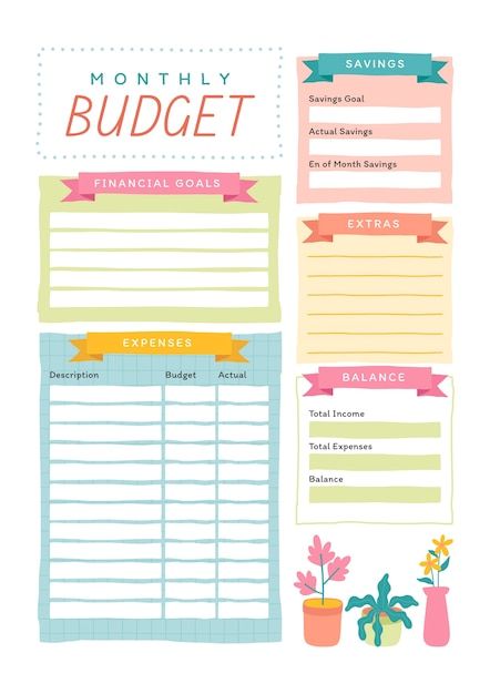 Free vector hand drawn budget planner te... | Free Vector #Freepik #freevector #budget-planner #template-schedule #schedule-design #schedule Personal Financial Management, Ipad Design, Budget Planner Template, Certified Financial Planner, Financial Instrument, Emergency Plan, Finance Planner, Budget Saving, Saving Goals