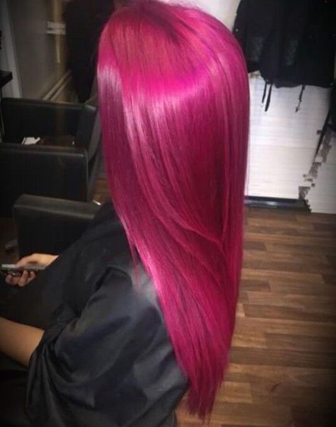 Dark Hot Pink Hair, Hot Pink Hair Aesthetic, Pink Hair Grunge, Raspberry Pink Hair, Berry Pink Hair, Neon Pink Hair, Dark Pink Hair, Bright Pink Hair, Magenta Hair