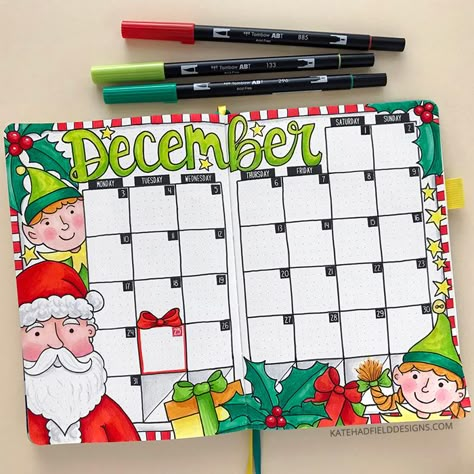 Journal December, Bullet Journal Christmas, December Bullet Journal, Journal Christmas, Grid Journal, Bullet Journal Cover Ideas, Grid Journals, Dot Grid Journal, Christmas Journal