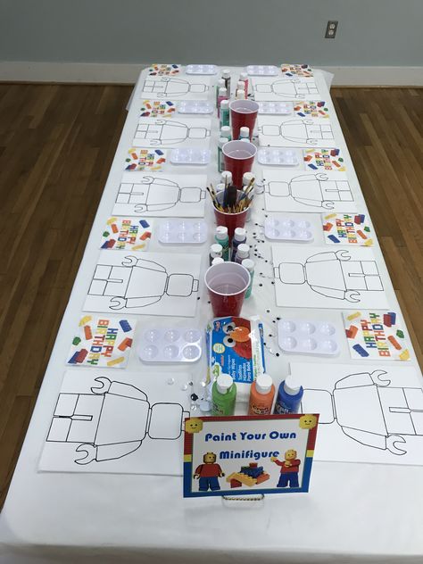 Birthday Party Activity Table, Craft Idea For Birthday Party, Kids Birthday Craft Table, Painting Table Ideas Party, Kids Activity Table Birthday Party, Craft Table Birthday Party, Kids Party Activity Table, Kids Table Activities Party, Kids Activity Table Party