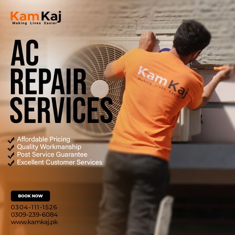 Aik tou roza upar se AC bhi kharab? masla hee nahi janab! Kam Kaj dey apko ghar bethey professional AC repair services wo bhi sirf aik call par. t Book Now: https://kamkaj.pk/p/ac-install-and-repair-services Call us now: 0304-111-1526 WhatsApp: 0309-2396084 Playstore: https://bit.ly/2NclU5o AppStore: https://apple.co/38BmLEr #ACRepairService #acrepair #acrepairing #acinstallation #acinstall #acmaintenance #airconditionerservice #airconditioninginstallation Ac Repair Services Poster, Caption For Instagram, Air Conditioner Service, Ac Maintenance, Ac Repair Services, Poster Design Layout, Ac Service, Air Conditioning Services, Air Conditioning Installation