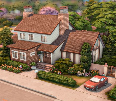 Sims 4 Newcrest House, Newcrest Sims 4, Small Family Home Sims 4, Cute Family Home Sims 4, Copperdale House Sims 4, San Sequoia House Sims 4, The Sims Houses, Sims Inspiration, Modern Sims 4 House