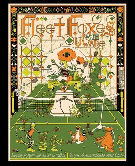 Gig Posters Design, Instagram Event, Fleet Foxes, Fox Poster, Music Illustration, Fox Illustration, Nyc Design, Rock Posters, Screen Printing Designs