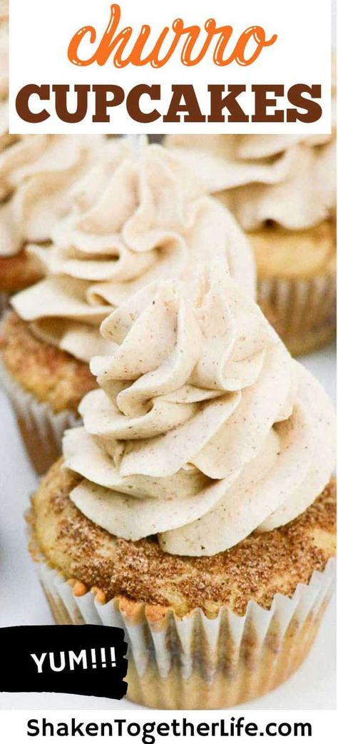 Indulge in the perfect blend of two beloved treats with our delectable churro cupcake recipe! Imagine fluffy cinnamon-infused cupcakes topped with a swirl of creamy, cinnamon vanilla frosting. This delightful fusion of flavors and texture is sure to satisfy your sweet tooth! Churro Cupcakes, Snickerdoodle Cupcakes, Love Bakes Good Cakes, Good Cakes, Cake Mix Cupcakes, Cinnamon Buttercream, Boxed Cake Mixes Recipes, Cupcake Mix, Fancy Cupcakes