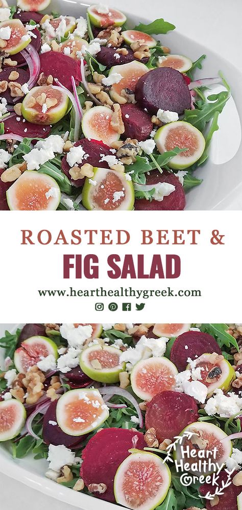 Roasted Beet and Fig Salad Grilled Fig Salad, Plant Based Fig Recipes, Salad With Fig Balsamic Dressing, Salad With Fresh Figs, Salads With Fresh Figs, Fresh Fig Salad Recipes, Beet Caprese Salad, Dried Fig Salad, Fig Recipes Dinner