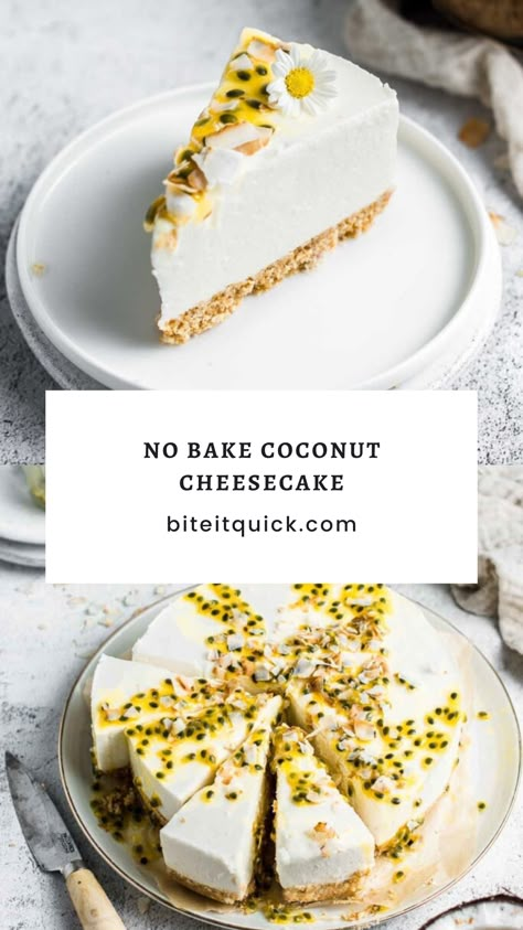 Coconut Cream Deserts, No Bake Coconut Cake, Vegan Coconut Cheesecake, Coconut Cheesecake Recipes, No Bake Coconut Cheesecake, Coconut Cream Cheesecake, Coconut Cheese, Blueberry Cream Cake Recipe, Kiwi Cake