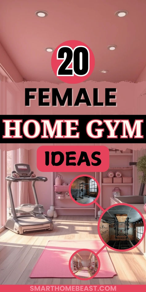 An image showcasing a variety of home gym ideas for women, featuring bright color palettes, chic storage solutions, motivational decor, and efficient layouts designed to elevate any workout space. Diy Work Out Room Ideas, Workout Setup At Home, Home Workout Rooms Ideas, Relaxing Workout Room, Workout Whiteboard Ideas, Mini Gym At Home Ideas Basement, Home Gym Wall Decor Ideas, Small Home Gym Decor Ideas, Coastal Home Gym