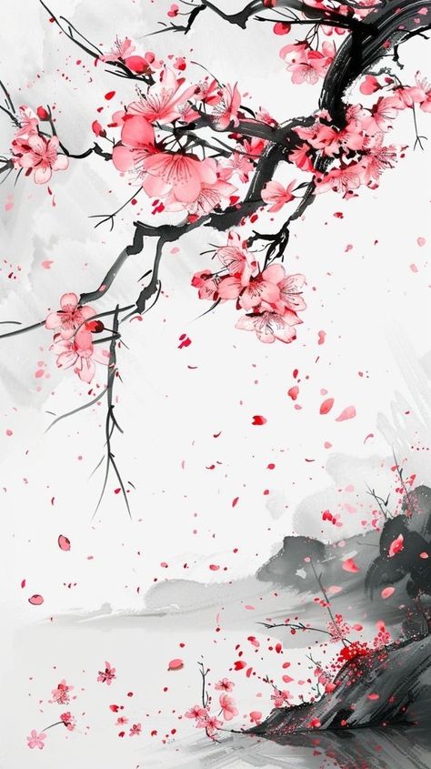 Cherry Blossom Tree Tattoo, Sakura Painting, Guerriero Samurai, Blossom Tree Tattoo, Phone Background Patterns, Chinese Art Girl, Free Use, Cool Wallpapers Cartoon, Cool Wallpapers Art