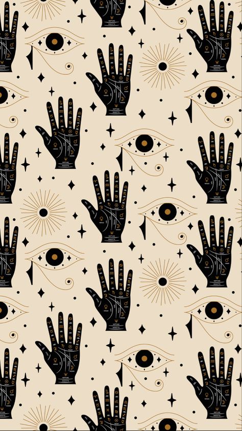 Palmistry pattern with Horus eye. Hand drawn pattern design perfect for people who interested palmistry and astrology. Grab this design as a birthday gift for your girlfriend, boyfriend, sister or brother who loves tarot and magic. Spiritual Patterns, Tarot Wallpapers, Tarot Pattern, Astrology Pattern, Horus Eye, Fortune Cards, Clay Patterns, Indie Photography, Pattern Poster