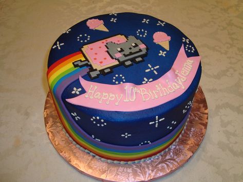 Nyan Cat Cake | Sarah Orr | Flickr Nya Cat, Twin Birthday Cakes, Cream Candy, Rainbow Food, Nyan Cat, Sugar Cake, Cat Cake, Pretty Birthday Cakes, Cat Themed