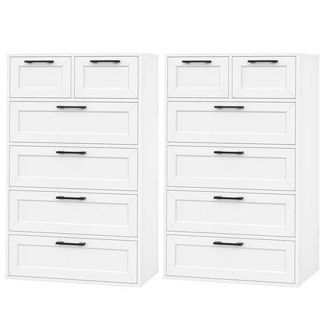 PRICES MAY VARY. 🦋【Unique Craft】 BOTLOG white dresser features a mitered drawer front and an upgraded trapezoidal style. We pay special attention to the hand-made drawer front to ensure its geometric beauty and sturdiness 🗄【Safer】Equipped with anti-tip accessories, the tall dresser with drawer chest features a trapezoidal design, which is narrow at the top and wider at the bottom, to ensuring stability. Even when fully loaded, the drawers won't tip over, providing safety for your family and pe Drawers In Closet, Bedroom White Dresser, Dresser Tall, Narrow Dresser, Closet Makeover Diy, Chest Of Drawers Bedroom, White Storage Cabinets, Drawers Bedroom, Dresser For Bedroom