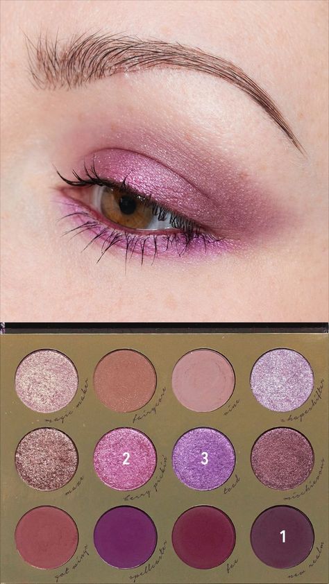 Shimmery purple eyeshadow look using the ColourPop Enchanted Palette. Purple Eyeshadow Aesthetic, Pink And Purple Eyeshadow, Fairy Well, Purple Eyeshadow Looks, Colourpop Palette, Purple Palette, Nail Infection, Pan Sizes, Stone Cold Fox