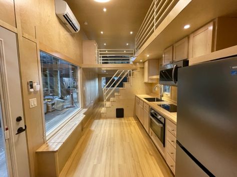 This e-One XL Wide Tiny House from ESCAPE is For Sale Now! Big Tub, Laundry Center, Induction Cooking, Tiny House Talk, Washer Dryer Combo, Induction Cooktop, Large Bathrooms, Tiny Houses For Sale, Large Living Room