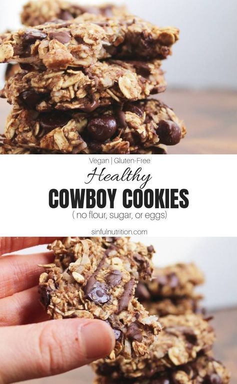 Cowboy Cookies Recipe, Cowboy Cookie Recipe, Cowboy Cookies, Vegan Cookies Recipes, Cookies Vegan, Healthy Cookie Recipes, Healthy Cookies, Slow Food, Vegan Cookies